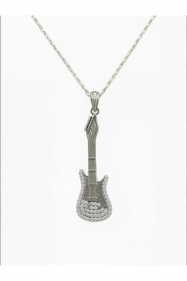 Anka Mücevherat 925 Ayar Gümüş Gitar Kolye Gümüş Ünisex Kolye Gümüş Kolye